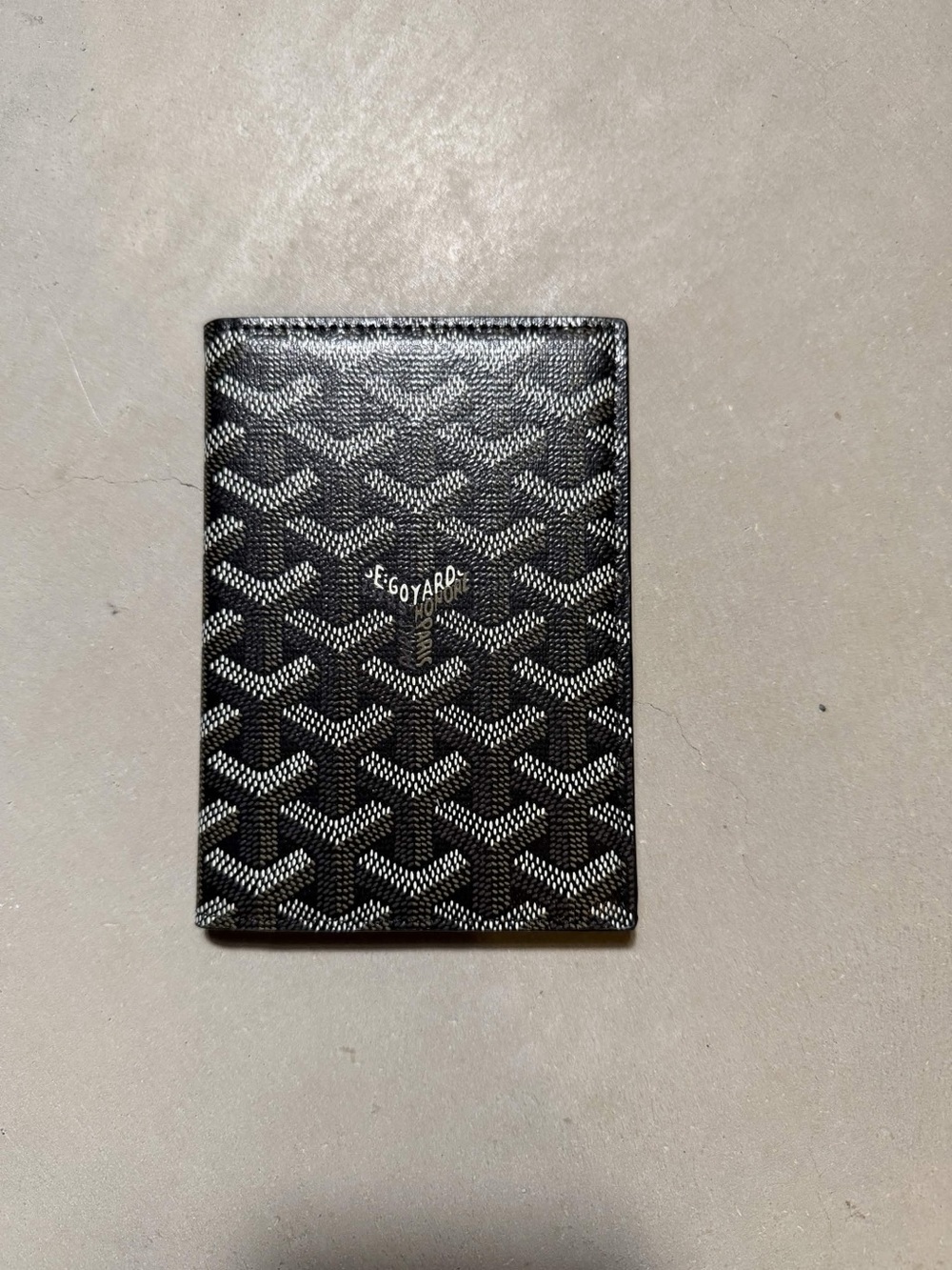 Goyard Black Goyardine Cardholder Passport Holder Wallet OS